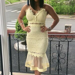 Yellow Lace Floral Dress